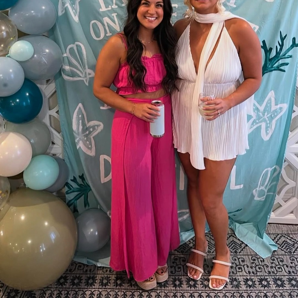 Hot Pink Two-Piece Linen Set